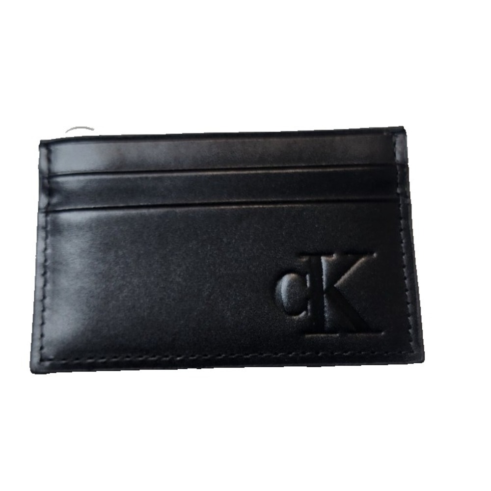 Calvin Klein Men's Black Leather Slim Card Holder Wallet RFID NWT